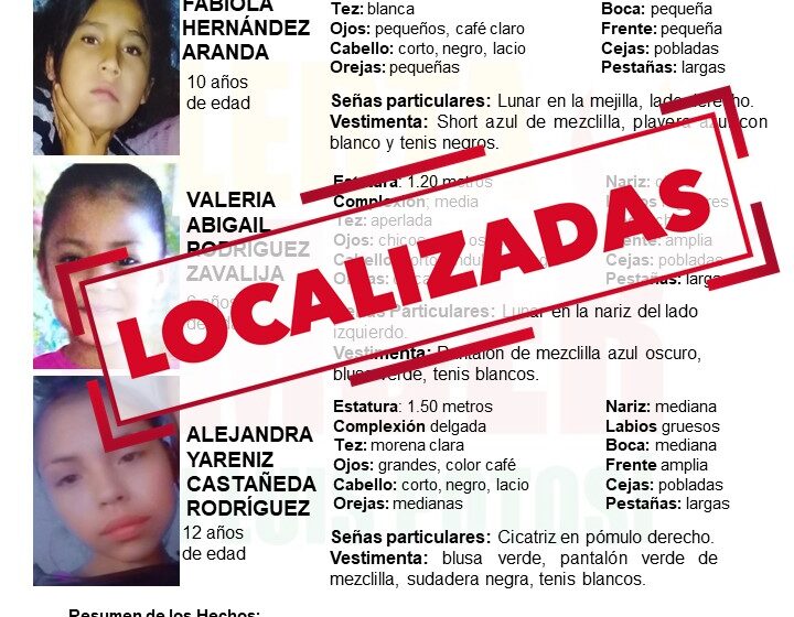  Localizan a las tres menores desaparecidas