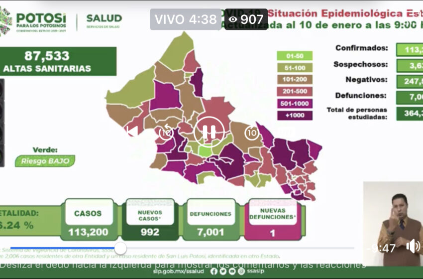  7,001 muertes de COVID-19 en SLP