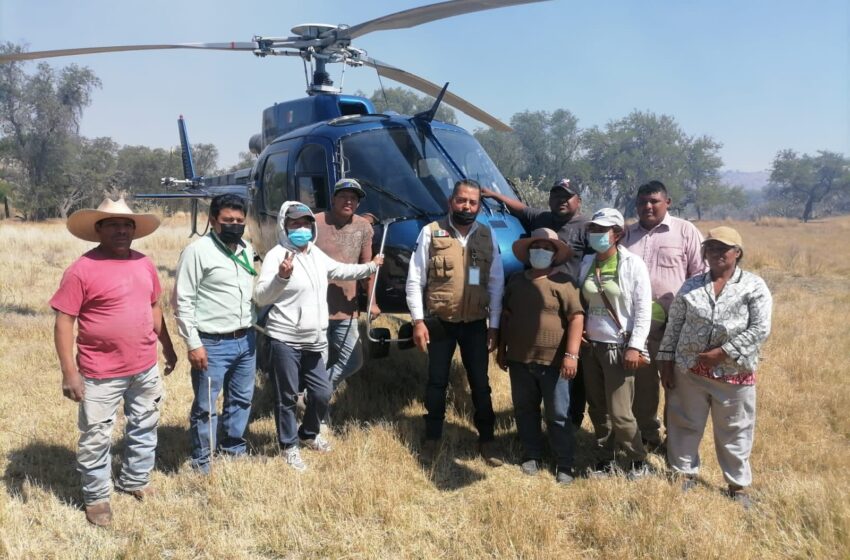  Se utiliza helicóptero pará liquidar incendio en Mexquitic de Carmona