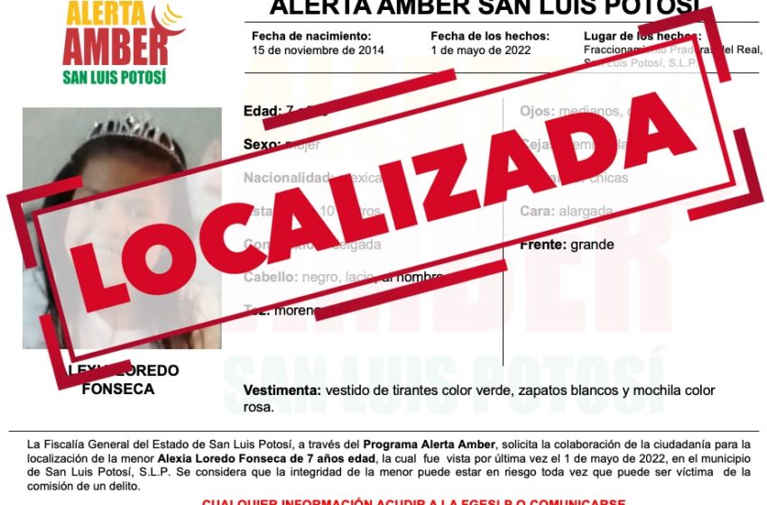  Localizan a la menor de 7 años extraviada