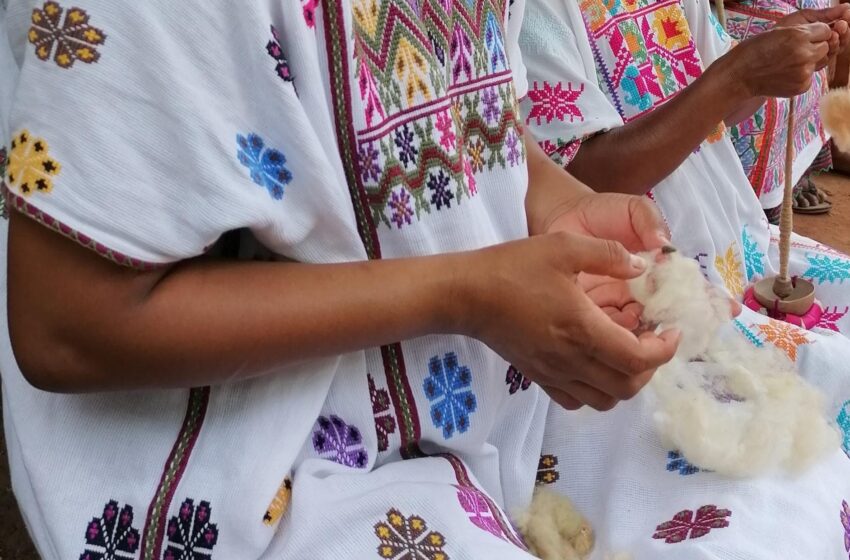  La artista tradicional Victorina López teje huipiles donde muestra su amor por la naturaleza