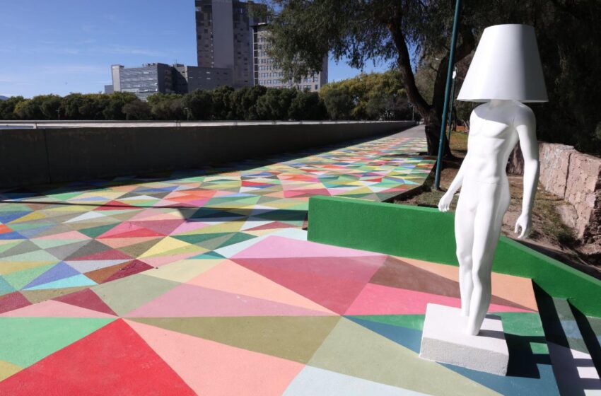  Crean obra de arte en escaleras del lago mayor del Parque Tangamanga |