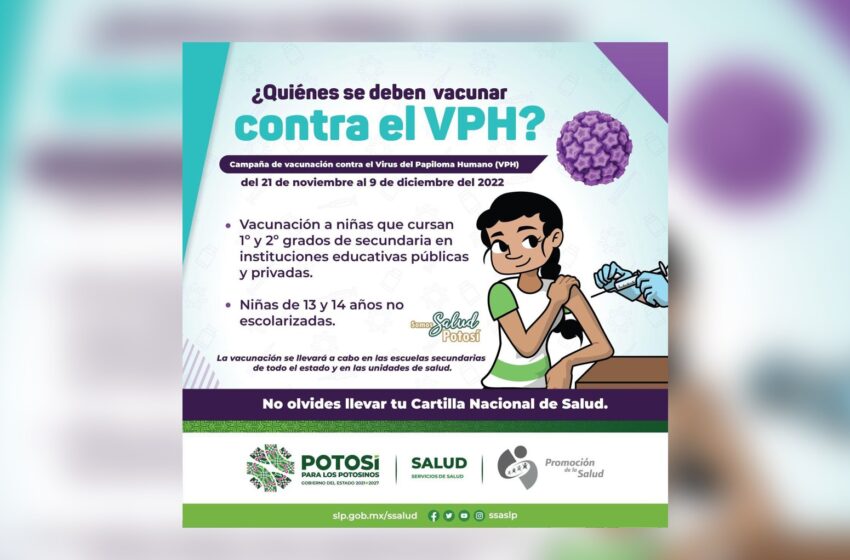  Arranca vacunación contra VPH para niñas de 13 a 14 años en SLP