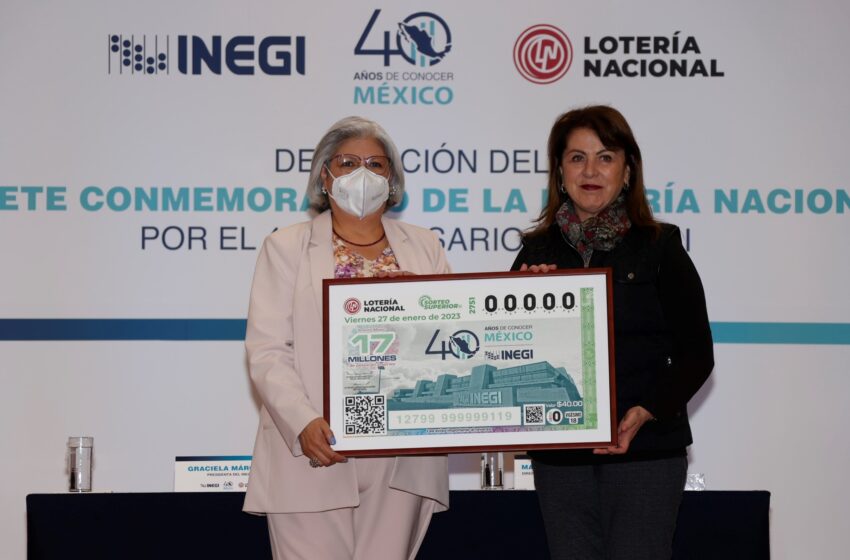  Develan billete conmemorativo de la Lotería Nacional por el 40 aniversario del INEGI