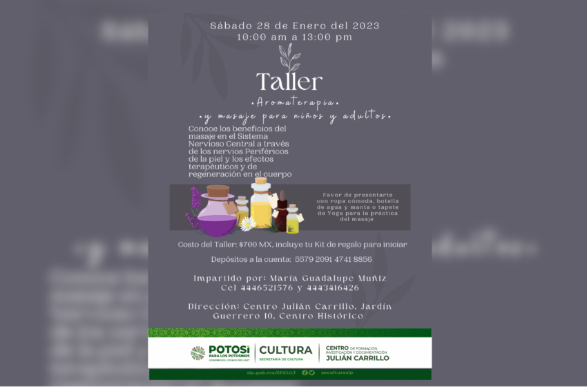  Invita Cultura a taller de aromaterapia