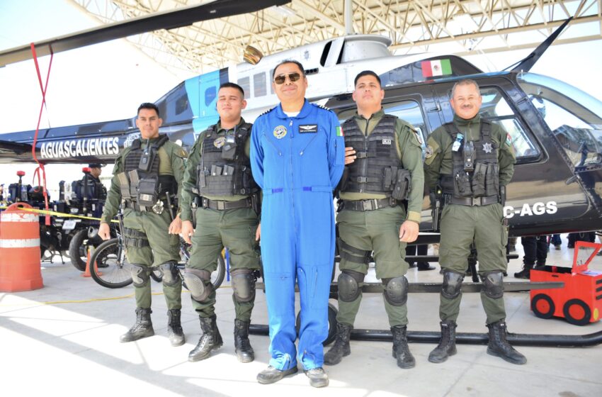  Fortalece SSPM de Aguascalientes tareas de vigilancia, con helicóptero “Halcón I”