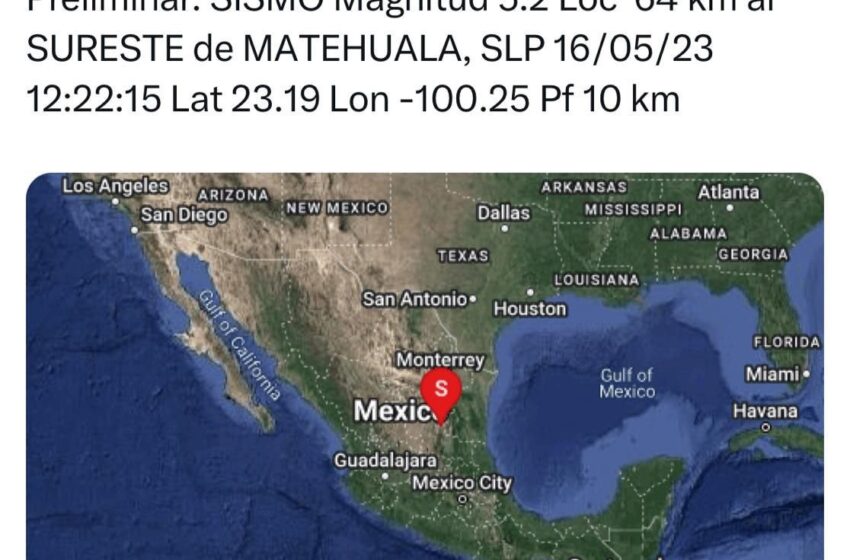  Sin afectaciones por sismo registrado en Guadalcázar: Protección Civil Estatal