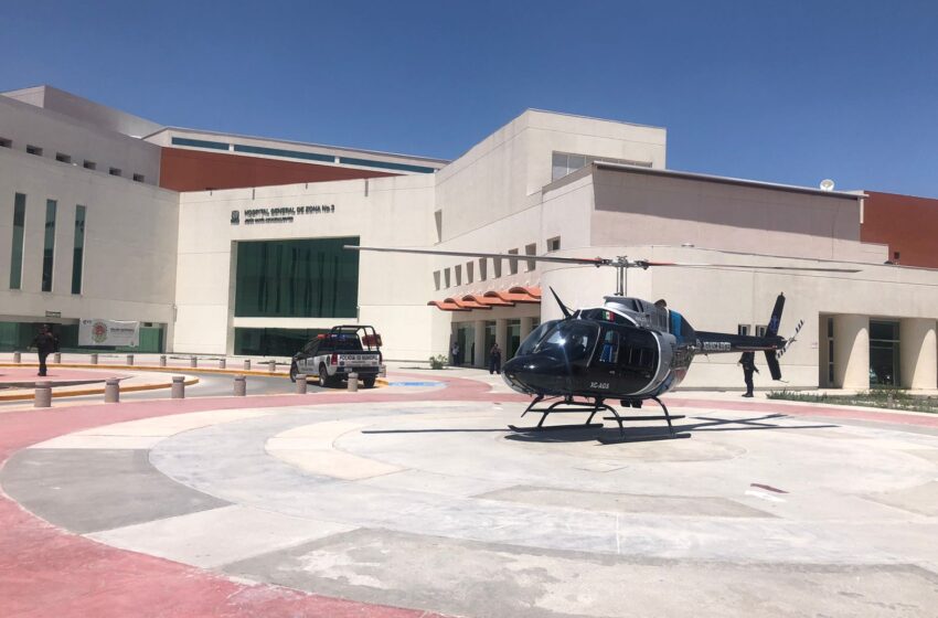  Helicóptero de la policía municipal de Aguascalientes trasladó de emergencia a mujer al IMSS en Jesús María