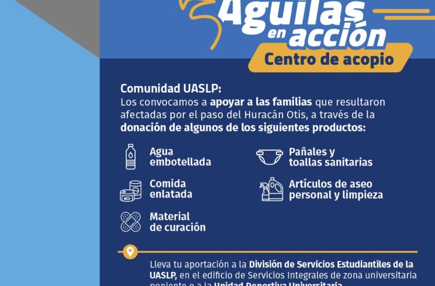  Abre UASLP centro de acopio para afectados por huracán Otis