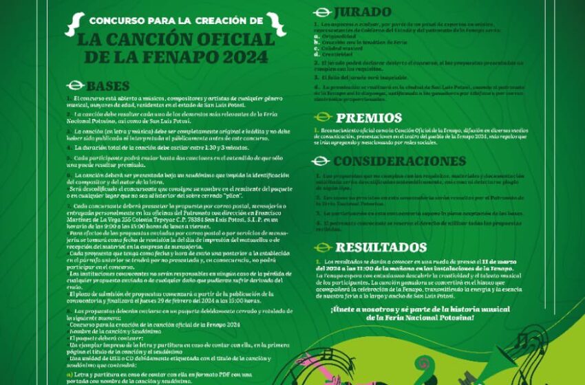  Gobierno abre convocatoria para crear tema oficial de la FENAPO 2024