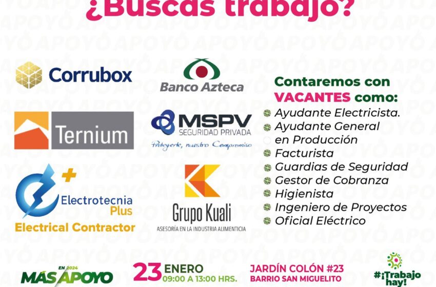  Gobierno realizará jornada de empleo en apoyo a potosinas