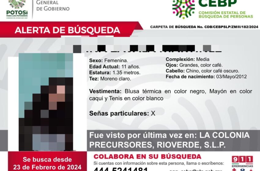  Menor con Alerta Amber es localizada por Guardia Civil Estatal