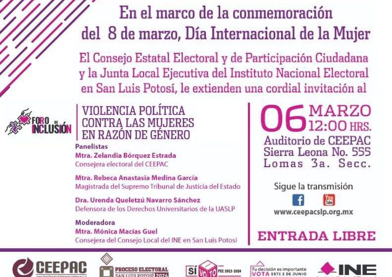  Convocan al Foro de Inclusión: Violencia Política contra las Mujeres en Razón de Género