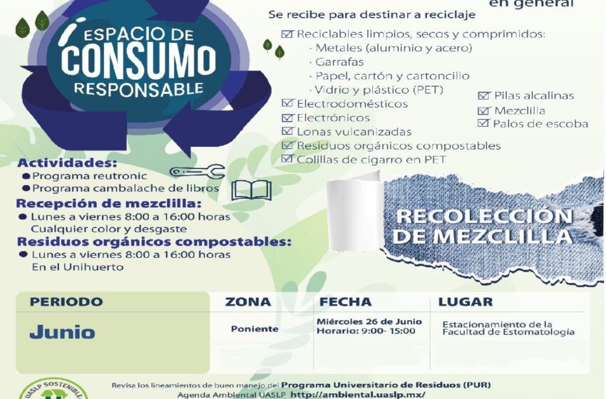  Agenda Ambiental de la UASLP invita al público a sumarse al cuidado del medio ambiente con su Espacio de Consumo Responsable