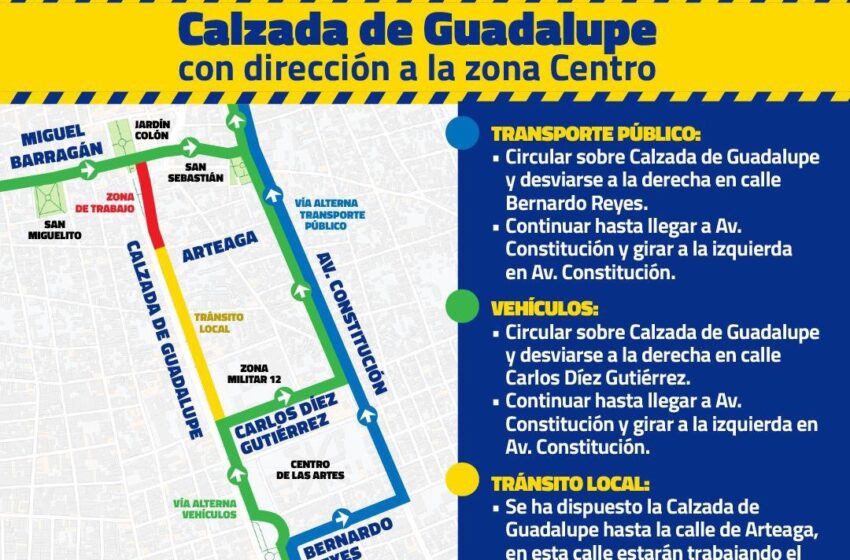  Ciudad de San Luis Potosí enfrentará cierre vial en Calzada de Guadalupe por obras de regeneración