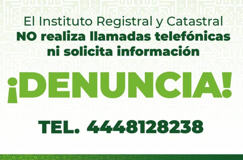  Alerta del Instituto Registral y Catastral sobre Llamadas Fraudulentas para Trámites de Avalúos