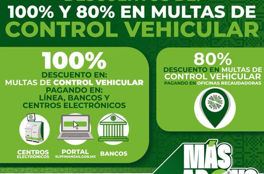  Sefin ofrece descuentos significativos en multas de control vehicular en San Luis Potosí