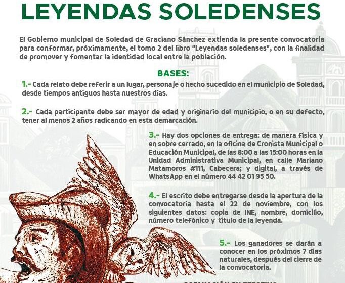  Ayuntamiento invita a preservar la historia de Soledad con el concurso de Leyendas Soledenses