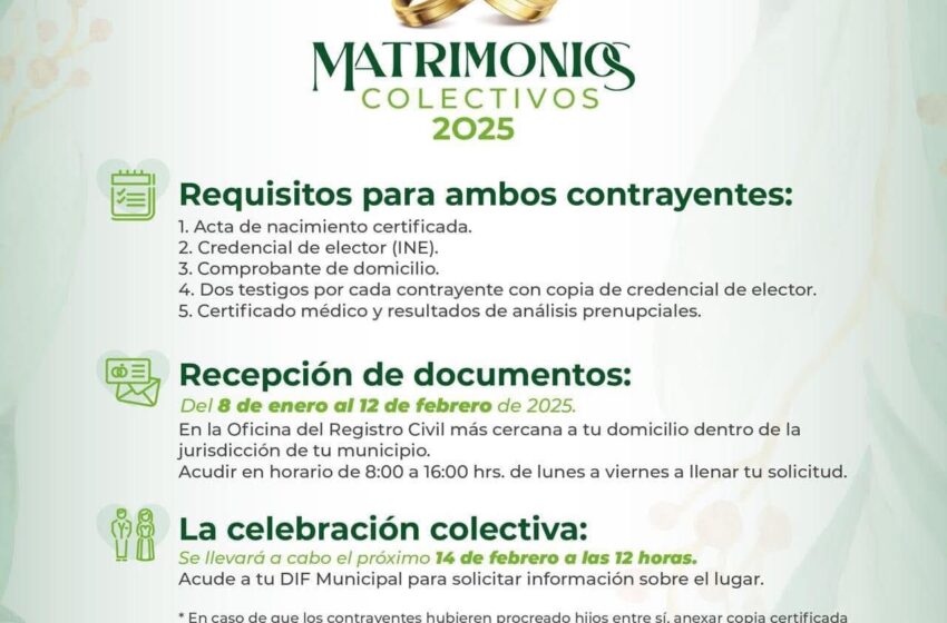  Gobierno Estatal Lanza Convocatoria Para Matrimonios Colectivos 2025